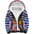 West Indies Christmas Sherpa Hoodie with Tropical Snowman Palm Tree Gingerbread and Plaid Design - Wonder Print Shop