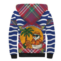 West Indies Christmas Sherpa Hoodie with Tropical Snowman Palm Tree Gingerbread and Plaid Design - Wonder Print Shop
