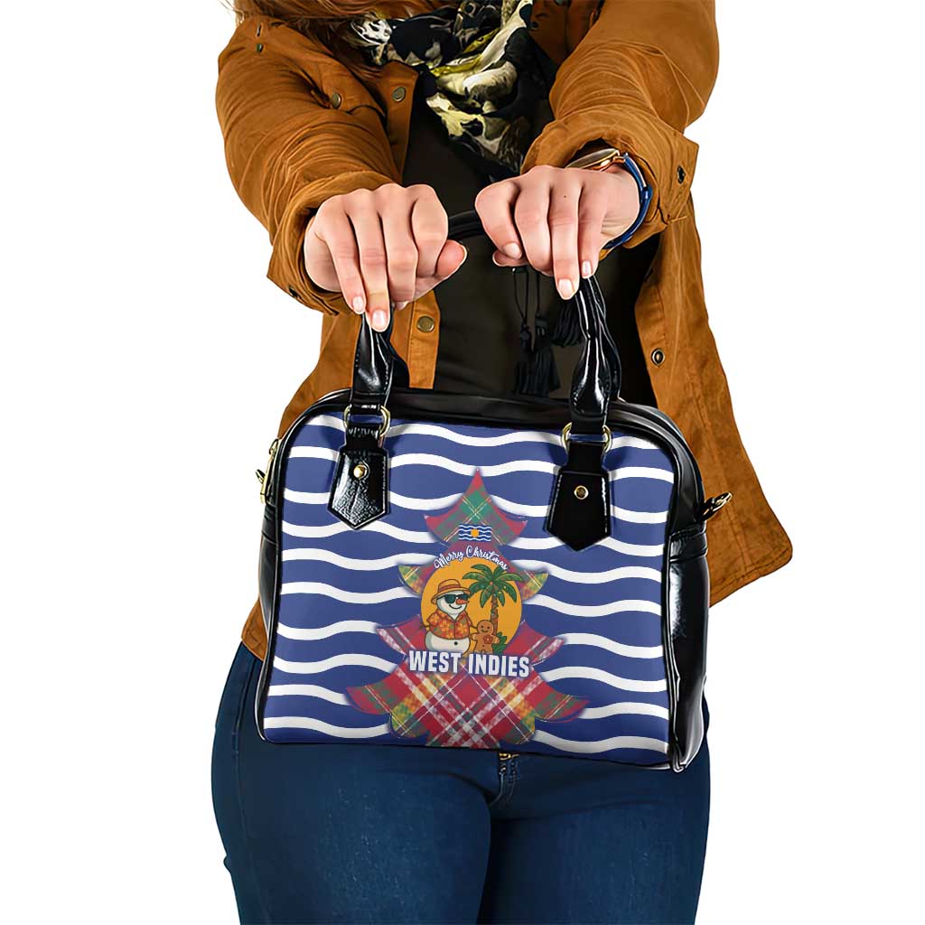 West Indies Christmas Shoulder Handbag with Tropical Snowman Palm Tree Gingerbread and Plaid Design - Wonder Print Shop