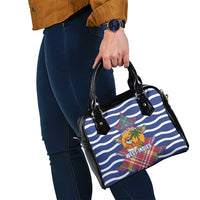 West Indies Christmas Shoulder Handbag with Tropical Snowman Palm Tree Gingerbread and Plaid Design - Wonder Print Shop