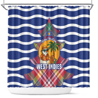 West Indies Christmas Shower Curtain with Tropical Snowman Palm Tree Gingerbread and Plaid Design - Wonder Print Shop