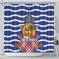 West Indies Christmas Shower Curtain with Tropical Snowman Palm Tree Gingerbread and Plaid Design - Wonder Print Shop