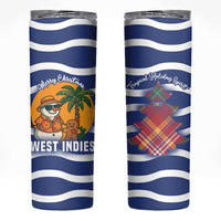 West Indies Christmas Skinny Tumbler with Tropical Snowman Palm Tree Gingerbread and Plaid Design - Wonder Print Shop