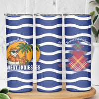 West Indies Christmas Skinny Tumbler with Tropical Snowman Palm Tree Gingerbread and Plaid Design - Wonder Print Shop