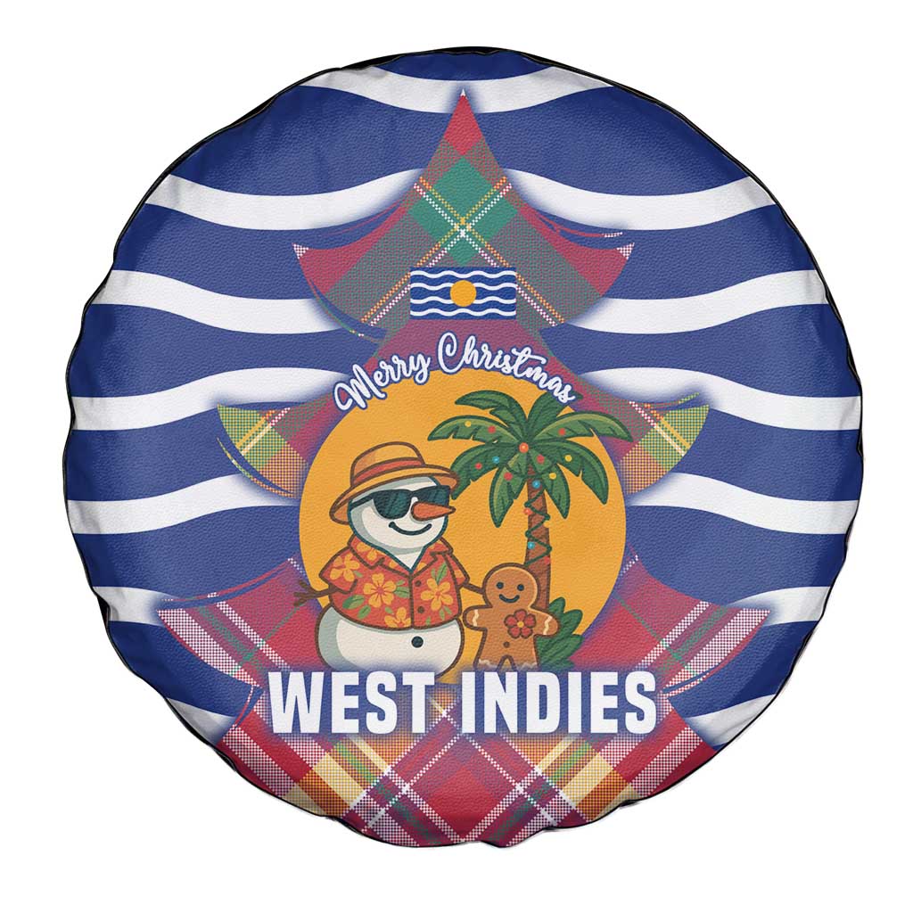 West Indies Christmas Spare Tire Cover with Tropical Snowman Palm Tree Gingerbread and Plaid Design - Wonder Print Shop
