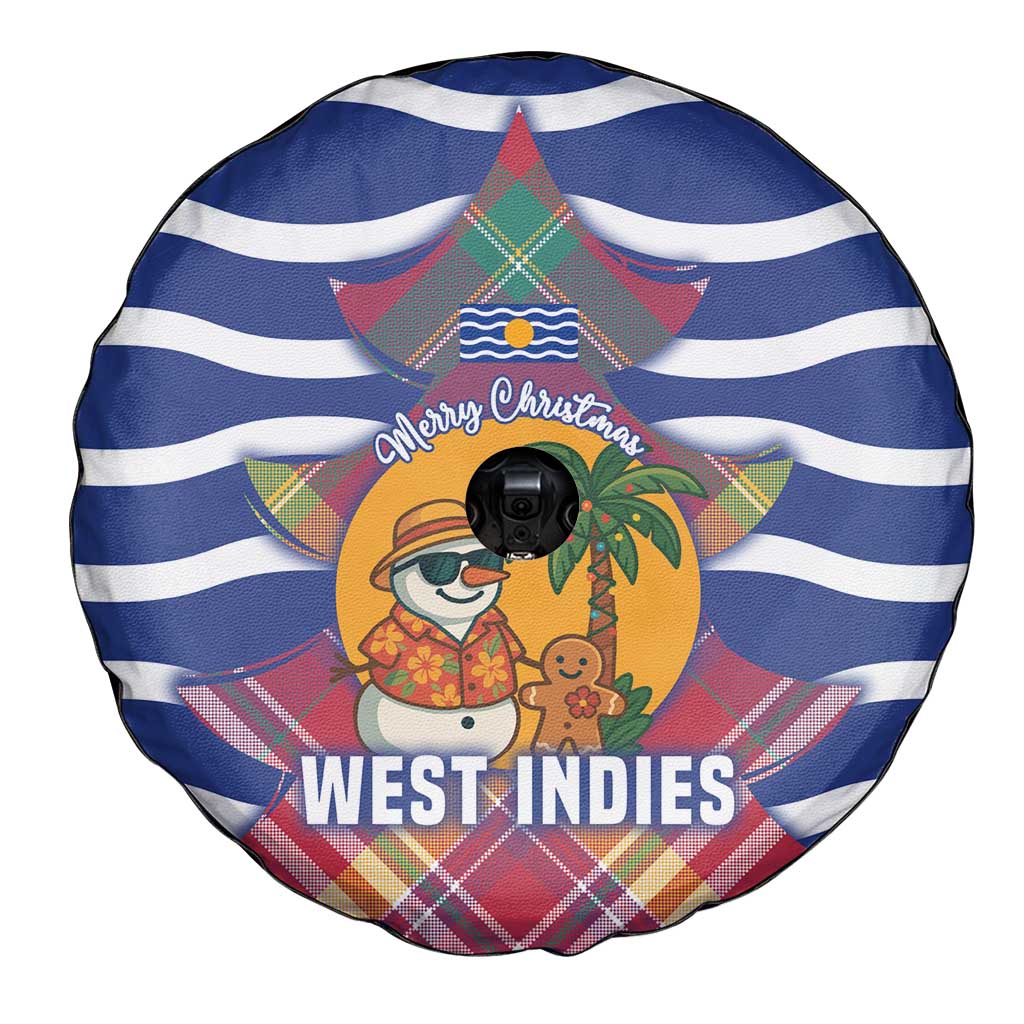 West Indies Christmas Spare Tire Cover with Tropical Snowman Palm Tree Gingerbread and Plaid Design - Wonder Print Shop