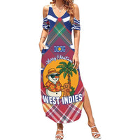 West Indies Christmas Summer Maxi Dress with Tropical Snowman Palm Tree Gingerbread and Plaid Design - Wonder Print Shop