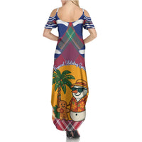 West Indies Christmas Summer Maxi Dress with Tropical Snowman Palm Tree Gingerbread and Plaid Design - Wonder Print Shop