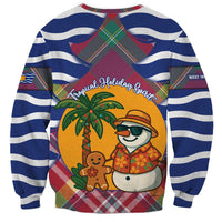 West Indies Christmas Sweatshirt with Tropical Snowman Palm Tree Gingerbread and Plaid Design - Wonder Print Shop