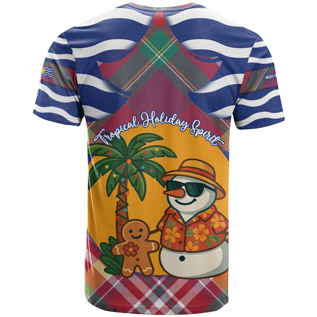 West Indies Christmas T Shirt with Tropical Snowman Palm Tree Gingerbread and Plaid Design - Wonder Print Shop