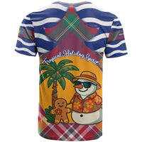 West Indies Christmas T Shirt with Tropical Snowman Palm Tree Gingerbread and Plaid Design - Wonder Print Shop