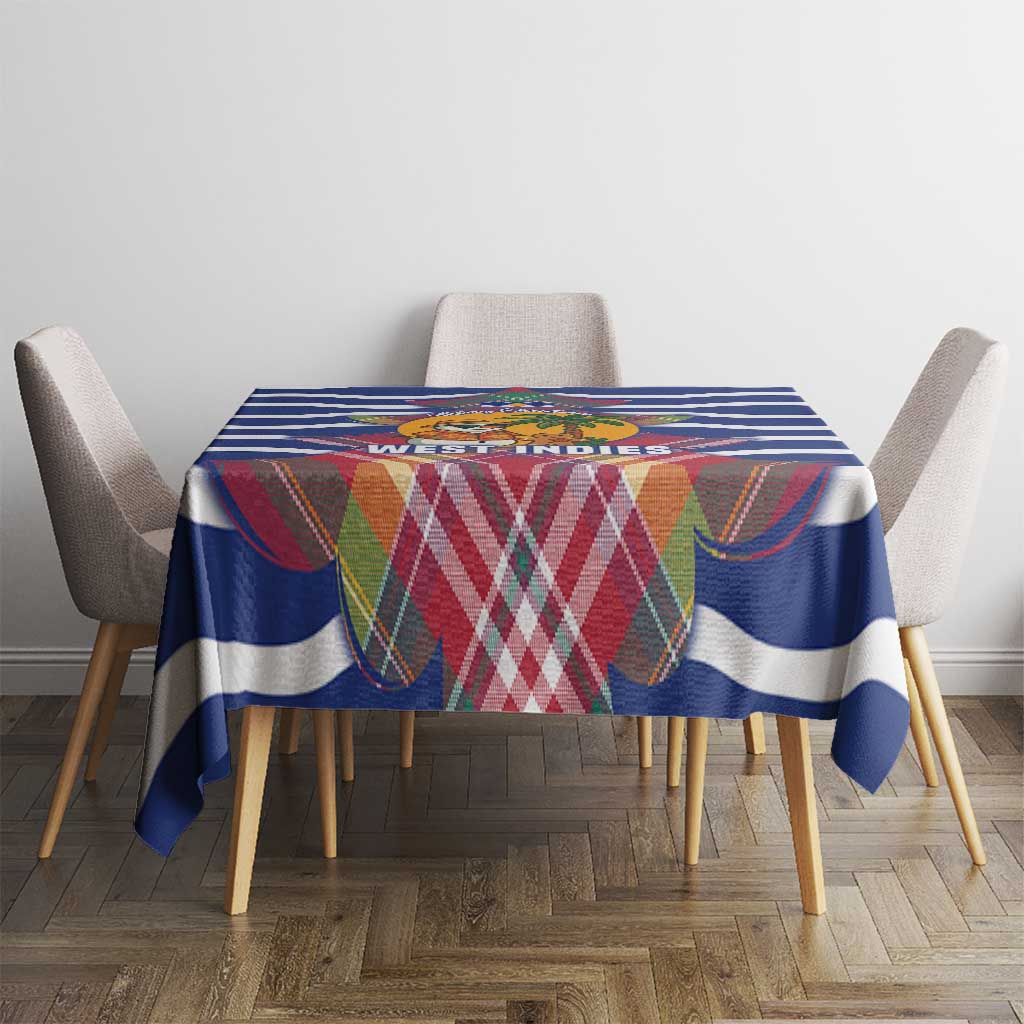 West Indies Christmas Tablecloth with Tropical Snowman Palm Tree Gingerbread and Plaid Design - Wonder Print Shop