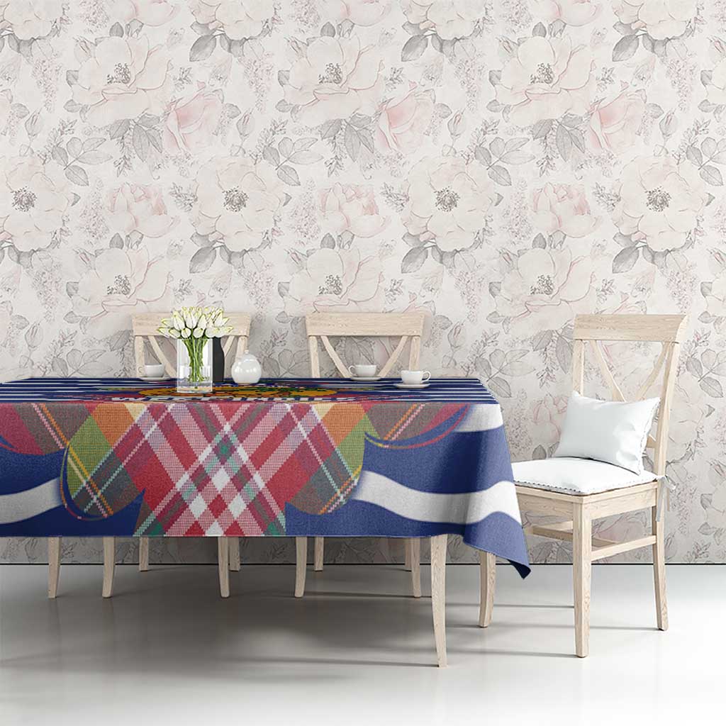 West Indies Christmas Tablecloth with Tropical Snowman Palm Tree Gingerbread and Plaid Design - Wonder Print Shop