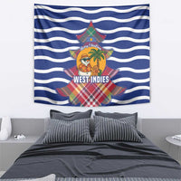 West Indies Christmas Tapestry with Tropical Snowman Palm Tree Gingerbread and Plaid Design - Wonder Print Shop