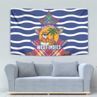 West Indies Christmas Tapestry with Tropical Snowman Palm Tree Gingerbread and Plaid Design - Wonder Print Shop