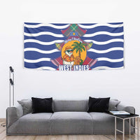 West Indies Christmas Tapestry with Tropical Snowman Palm Tree Gingerbread and Plaid Design - Wonder Print Shop
