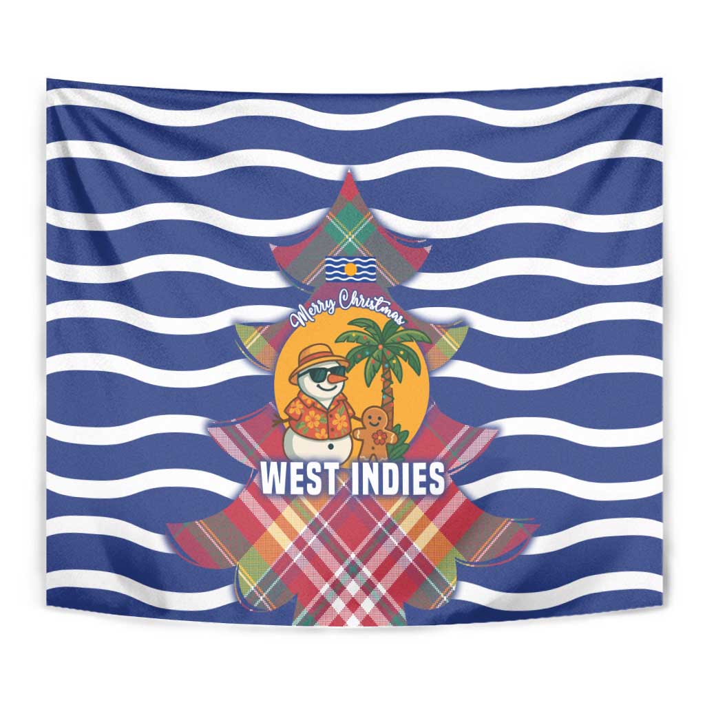 West Indies Christmas Tapestry with Tropical Snowman Palm Tree Gingerbread and Plaid Design - Wonder Print Shop