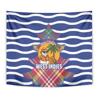 West Indies Christmas Tapestry with Tropical Snowman Palm Tree Gingerbread and Plaid Design - Wonder Print Shop
