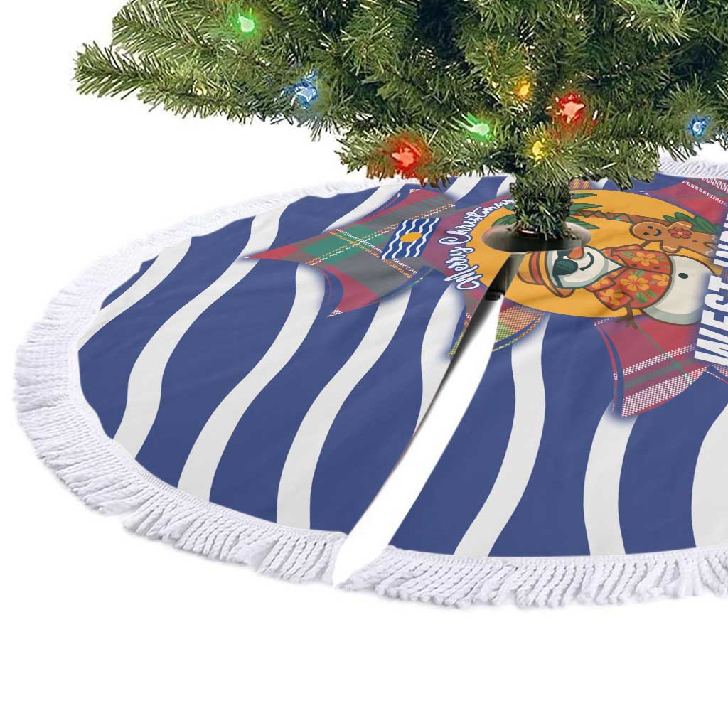 West Indies Christmas Tree Skirt with Tropical Snowman Palm Tree Gingerbread and Plaid Design - Wonder Print Shop