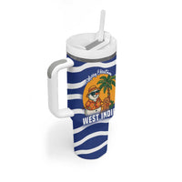 West Indies Christmas Tumbler With Handle with Tropical Snowman Palm Tree Gingerbread and Plaid Design - Wonder Print Shop