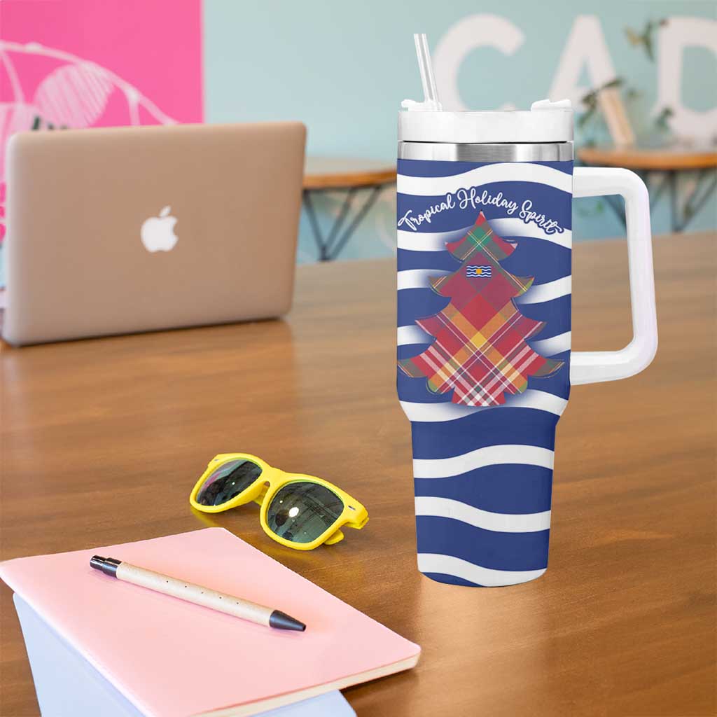 West Indies Christmas Tumbler With Handle with Tropical Snowman Palm Tree Gingerbread and Plaid Design - Wonder Print Shop