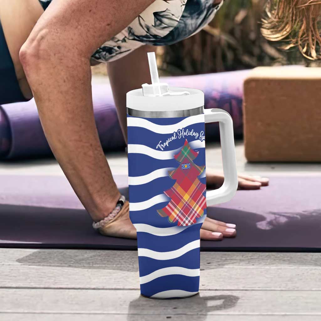 West Indies Christmas Tumbler With Handle with Tropical Snowman Palm Tree Gingerbread and Plaid Design - Wonder Print Shop