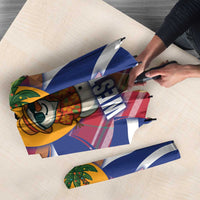 West Indies Christmas Umbrella with Tropical Snowman Palm Tree Gingerbread and Plaid Design - Wonder Print Shop