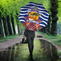 West Indies Christmas Umbrella with Tropical Snowman Palm Tree Gingerbread and Plaid Design - Wonder Print Shop