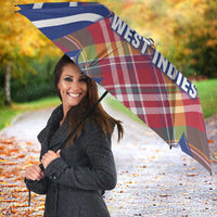 West Indies Christmas Umbrella with Tropical Snowman Palm Tree Gingerbread and Plaid Design - Wonder Print Shop