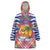 West Indies Christmas Wearable Blanket Hoodie with Tropical Snowman Palm Tree Gingerbread and Plaid Design - Wonder Print Shop