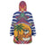 West Indies Christmas Wearable Blanket Hoodie with Tropical Snowman Palm Tree Gingerbread and Plaid Design - Wonder Print Shop