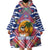 West Indies Christmas Wearable Blanket Hoodie with Tropical Snowman Palm Tree Gingerbread and Plaid Design - Wonder Print Shop