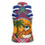 West Indies Christmas Women Sleeveless Polo Shirt with Tropical Snowman Palm Tree Gingerbread and Plaid Design - Wonder Print Shop