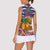 West Indies Christmas Women Sleeveless Polo Shirt with Tropical Snowman Palm Tree Gingerbread and Plaid Design - Wonder Print Shop