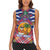 West Indies Christmas Women Sleeveless Polo Shirt with Tropical Snowman Palm Tree Gingerbread and Plaid Design - Wonder Print Shop