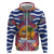 West Indies Christmas Zip Hoodie with Tropical Snowman Palm Tree Gingerbread and Plaid Design - Wonder Print Shop