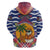 West Indies Christmas Zip Hoodie with Tropical Snowman Palm Tree Gingerbread and Plaid Design - Wonder Print Shop