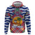 West Indies Christmas Zip Hoodie with Tropical Snowman Palm Tree Gingerbread and Plaid Design - Wonder Print Shop