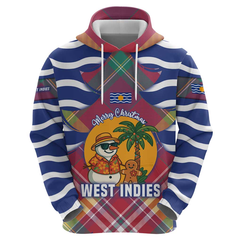 West Indies Christmas Zip Hoodie with Tropical Snowman Palm Tree Gingerbread and Plaid Design - Wonder Print Shop