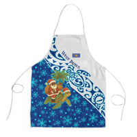 West Indies Christmas Apron with Santa Riding Turtle Palm Tree and Tribal Snowflake Design - Wonder Print Shop