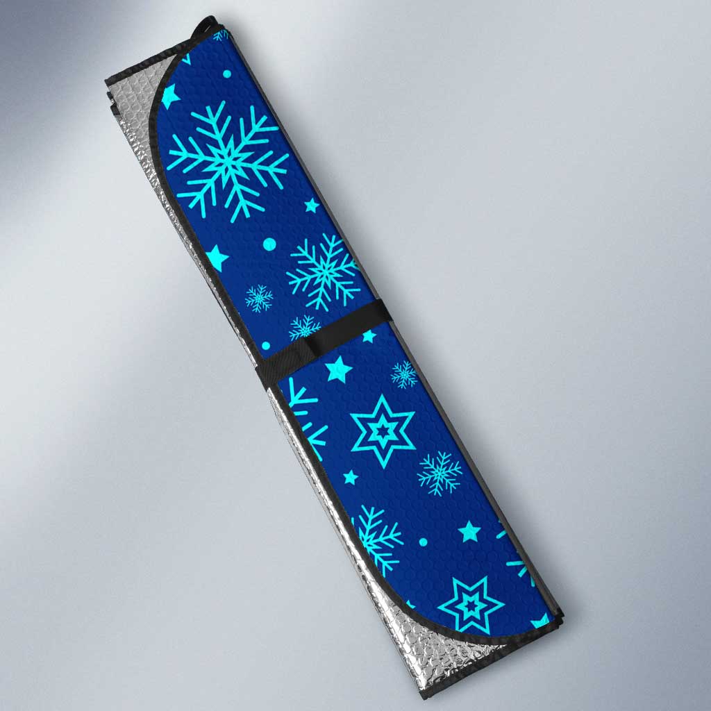 West Indies Christmas Auto Sun Shade with Santa Riding Turtle Palm Tree and Tribal Snowflake Design - Wonder Print Shop