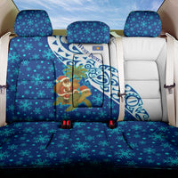West Indies Christmas Back Car Seat Cover with Santa Riding Turtle Palm Tree and Tribal Snowflake Design - Wonder Print Shop