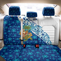 West Indies Christmas Back Car Seat Cover with Santa Riding Turtle Palm Tree and Tribal Snowflake Design - Wonder Print Shop
