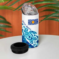 West Indies Christmas 4 in 1 Can Cooler Tumbler with Santa Riding Turtle Palm Tree and Tribal Snowflake Design - Wonder Print Shop