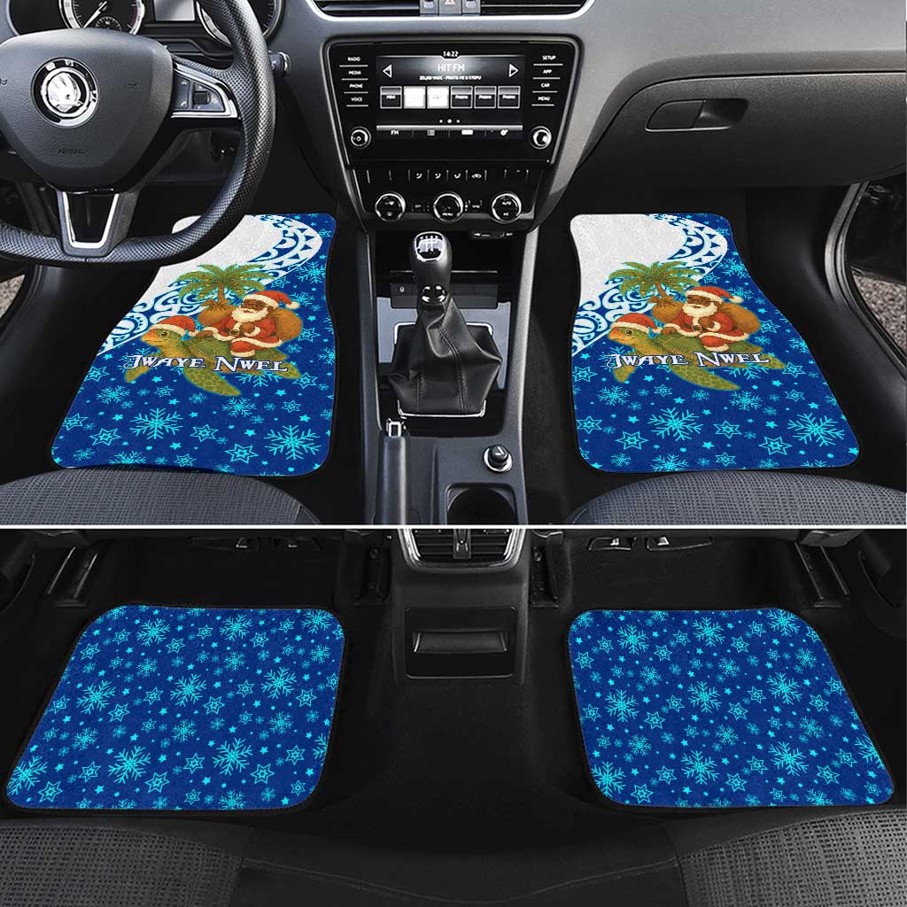 West Indies Christmas Car Mats with Santa Riding Turtle Palm Tree and Tribal Snowflake Design - Wonder Print Shop
