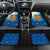West Indies Christmas Car Mats with Santa Riding Turtle Palm Tree and Tribal Snowflake Design - Wonder Print Shop