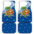 West Indies Christmas Car Mats with Santa Riding Turtle Palm Tree and Tribal Snowflake Design - Wonder Print Shop