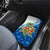 West Indies Christmas Car Mats with Santa Riding Turtle Palm Tree and Tribal Snowflake Design - Wonder Print Shop