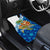 West Indies Christmas Car Mats with Santa Riding Turtle Palm Tree and Tribal Snowflake Design - Wonder Print Shop