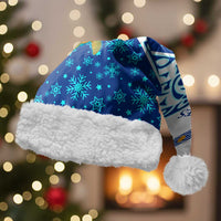 West Indies Christmas Santa Hat with Santa Riding Turtle Palm Tree and Tribal Snowflake Design - Wonder Print Shop